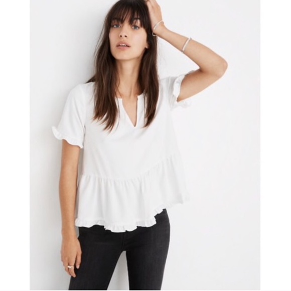 white ruffle peplum top